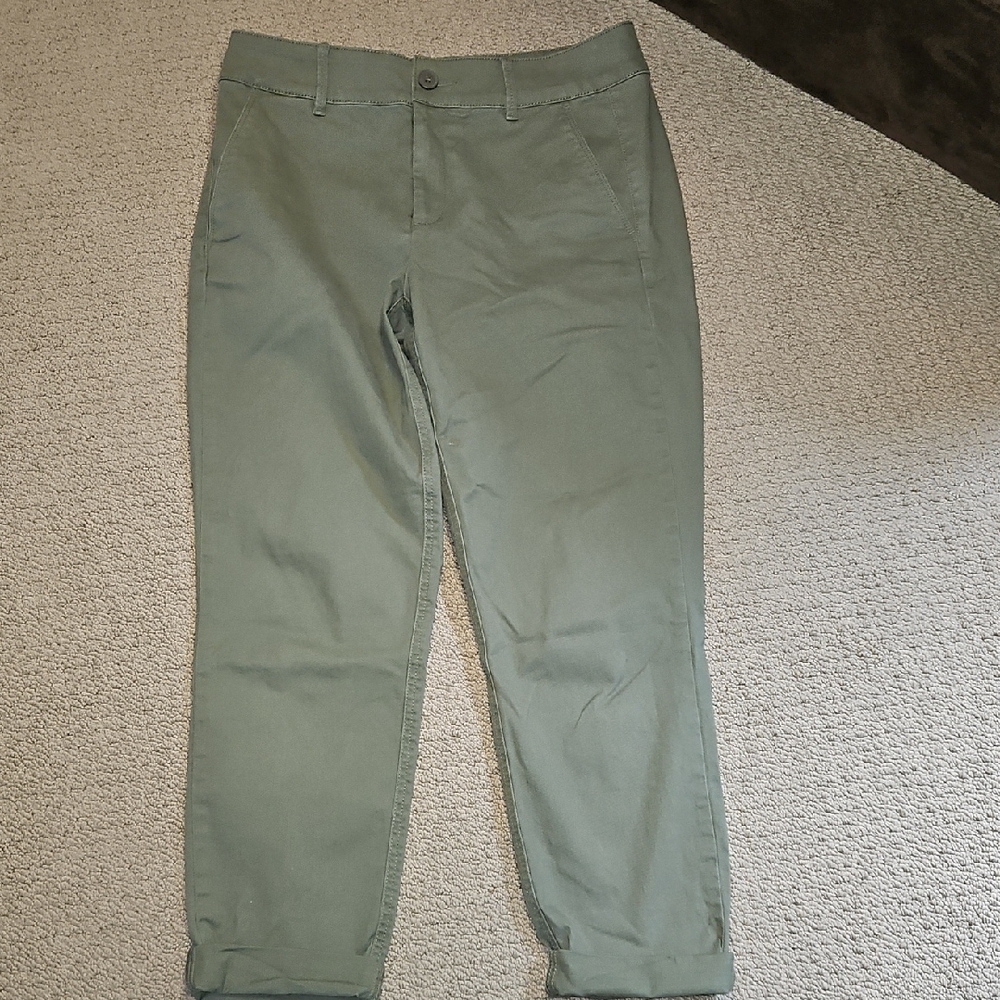 EUC LOFT Olive Green Pants Curvy Girlfriend Style (0072)